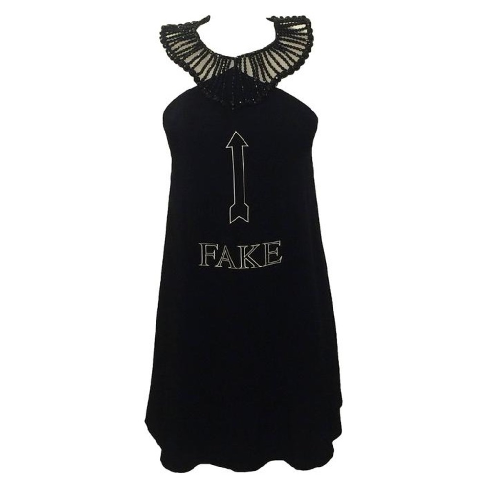 Moschino Couture  VTG Black "Fake" Necklace Dress